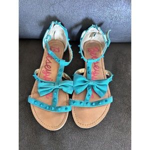 Betsey Johnson Betseyville Blue Ankle Tie Strap Studded Bow Sandal 7.5M